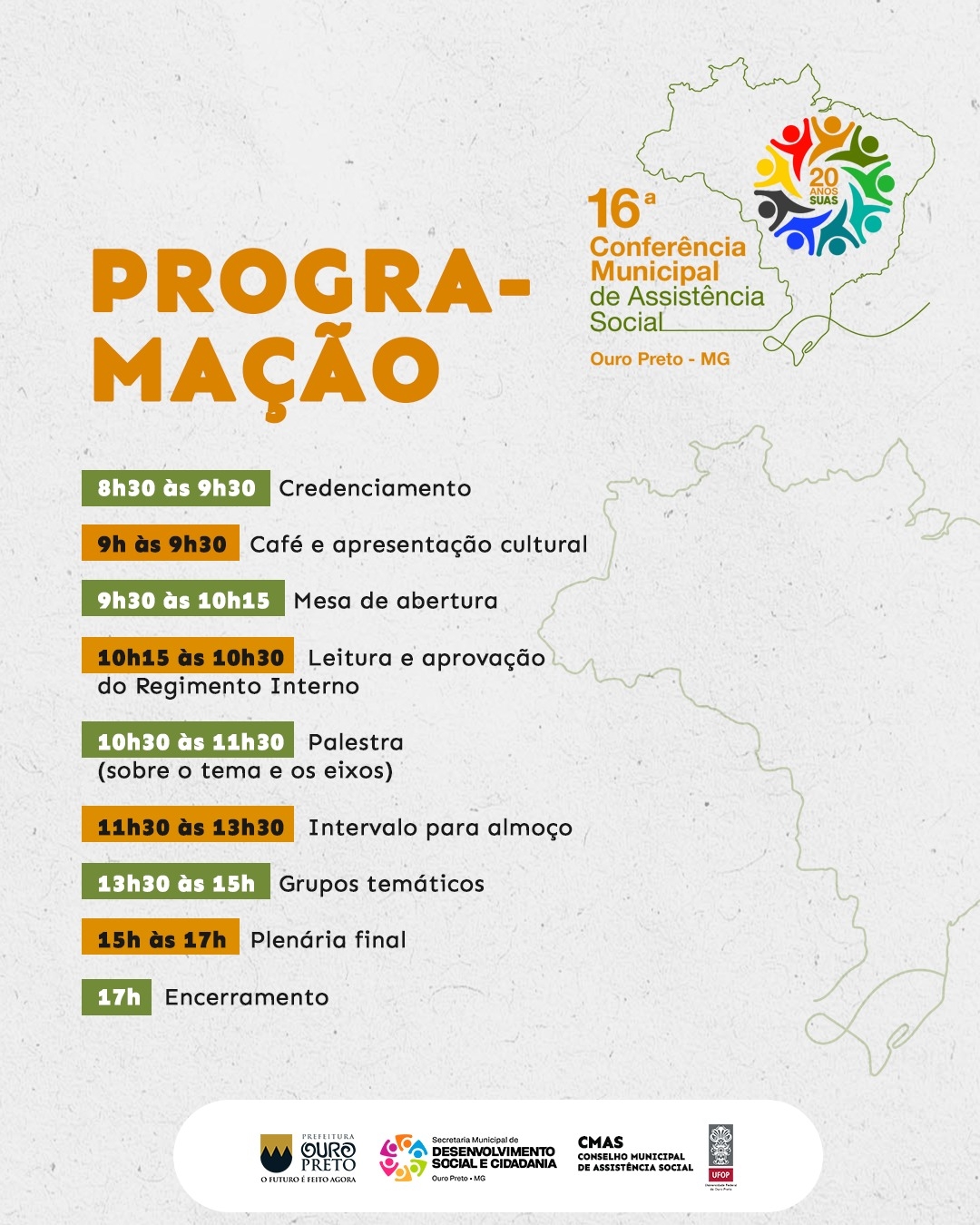 Banner de divulgação 16ª Conferência Municipal de Assistência Social.